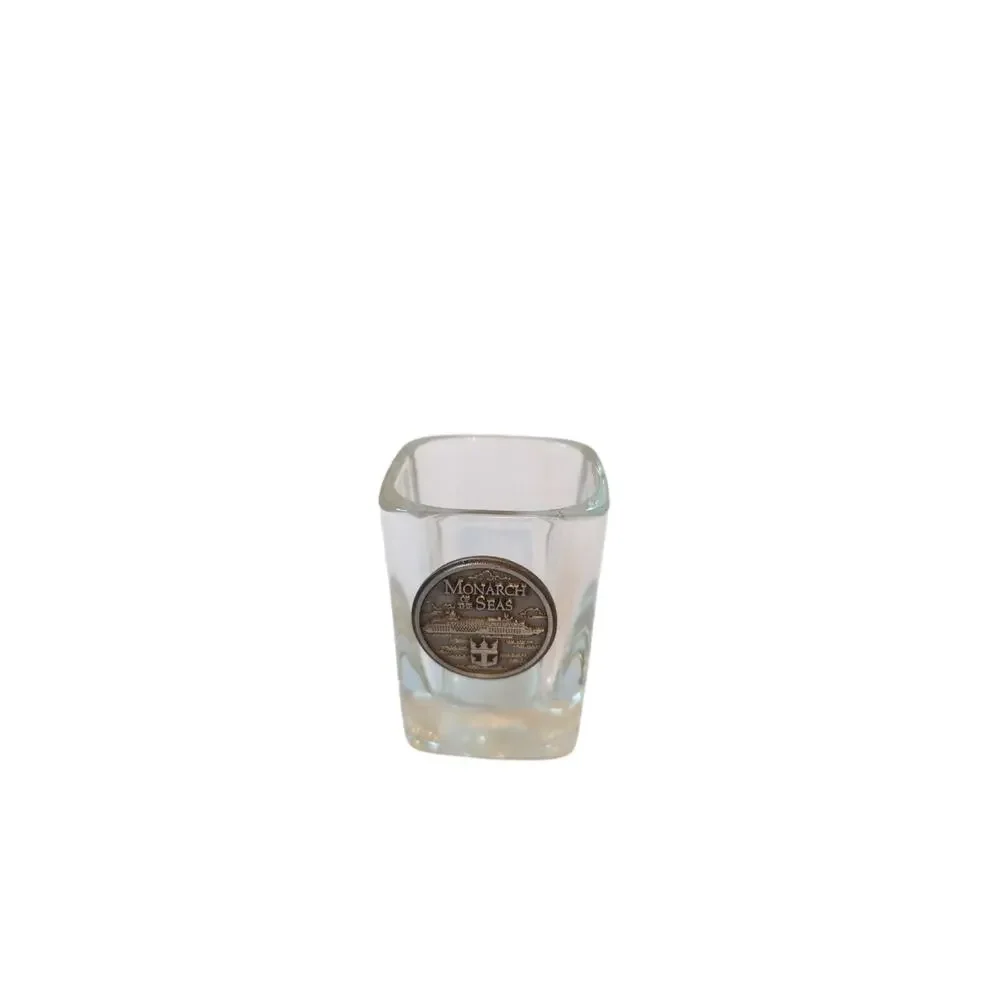 Monarch Of The Seas Shotglass Clear Glass And Pewter Square